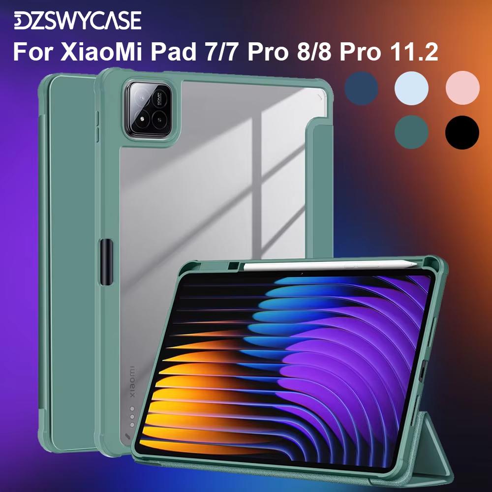Case for Xiaomi Pad 7/8 Pro/Pad 7/8 11.2 inch ,with Pencil Holder Case Cover Shockproof Cover with Clear Transparent Back Shell