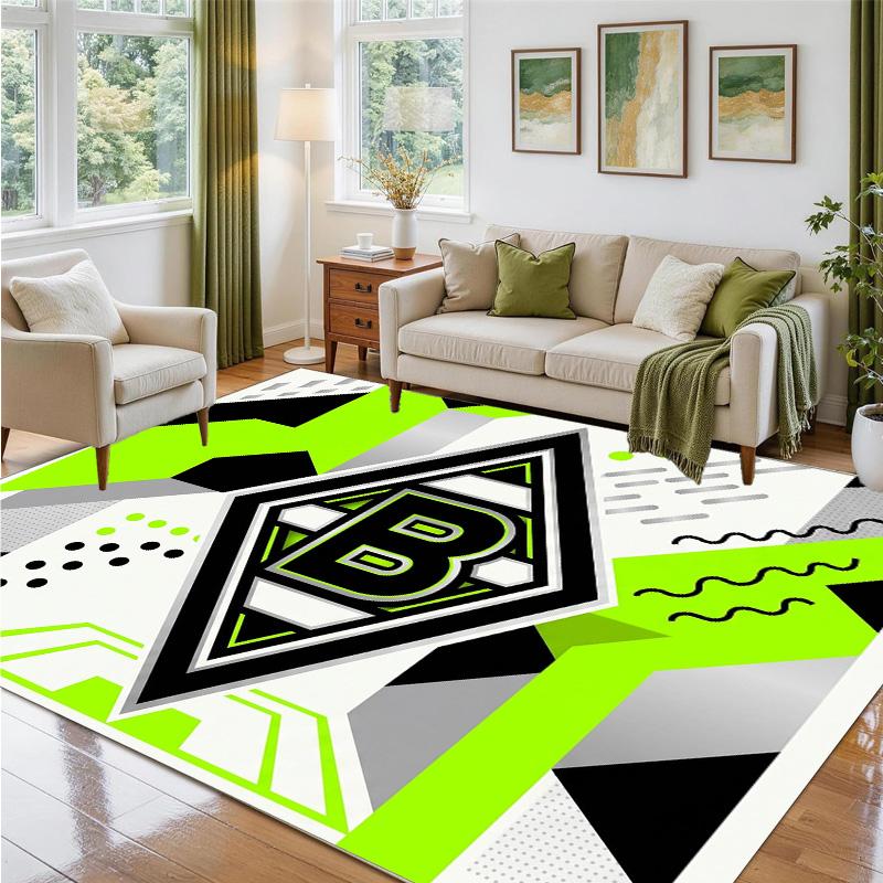 Borussia Mönchengladbach Design Crystal Velvet Rug Soft Decorative Mat for Bedroom Entrance