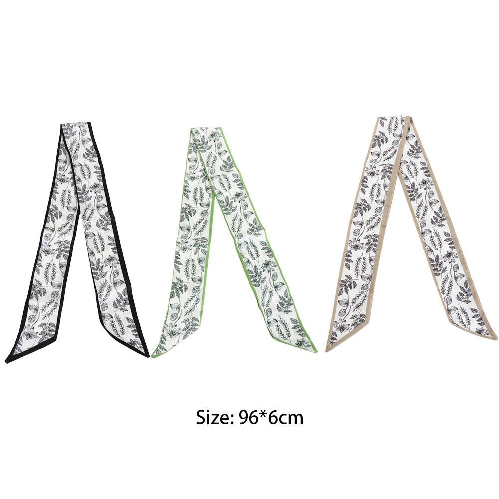 Scarf Leaf Ins Long Scarf Floral Headscarf Spring Hairbands Flower Printed Scarf Women Hair Ribbon Satin Silk Scarf Hair Bands