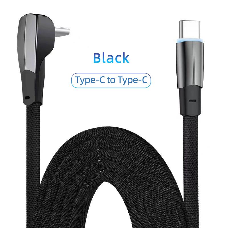 PD 60W Fast Charging Cable Type C To Type C 90 Degree USB C Quick Charger For Tesla Samsung Xiaomi Huawei With Data Transfer