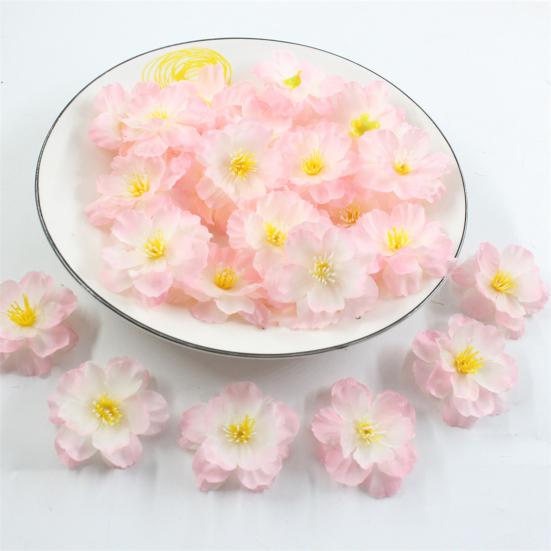 10 Pcs Artificial Cherry Blossom Flower Heads Mini Fake Silk Cherry Blossom Flower for Crafts Bridal Hair Clips Headbands Dress DIY Accessories