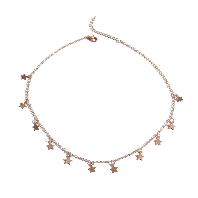 Star Necklace Pendant Chain Necklace Star Pendant Collar Clavicle Star Pendant Necklace Alloy Material for Women Girls