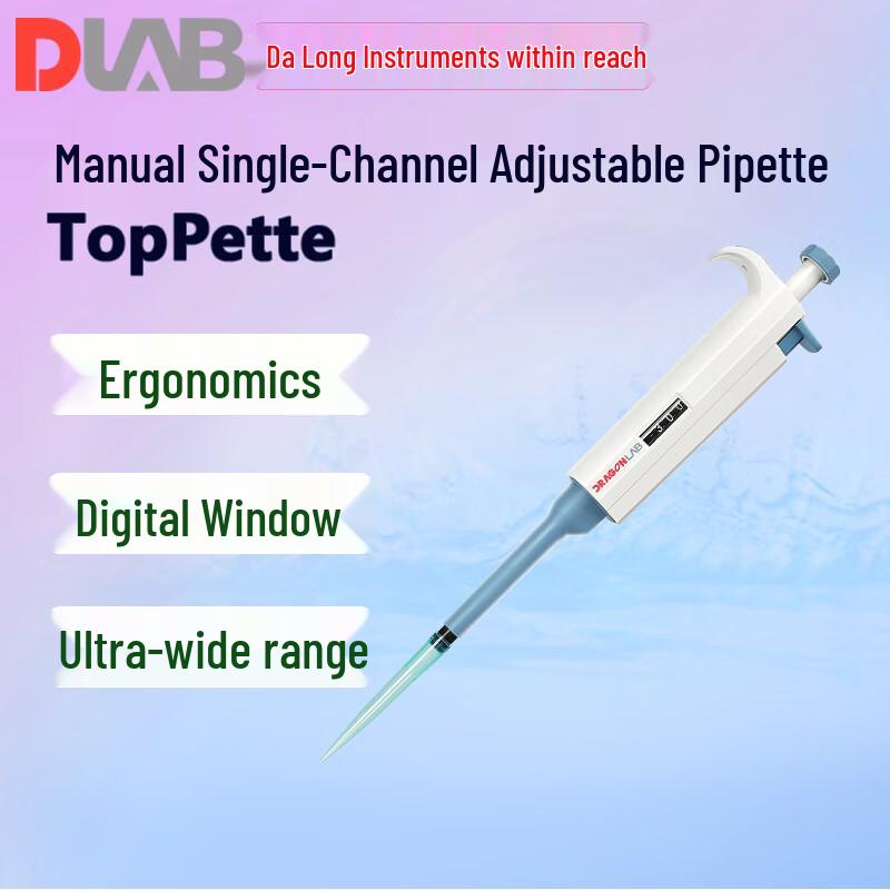 DLAB TopPette Manual Single-Channel Adjustable Pipettor 100-1000μl
