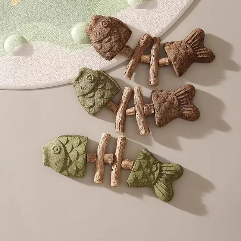 Fischgräten-Katzenminze-Ranke Spielzeug für Katzen Kauspielzeug für Haustiere zur Zahnpflege Mensch-Tier-Bindung Spielzeug Haustierbedarf Lustiger Katzen-Teaser-Stab