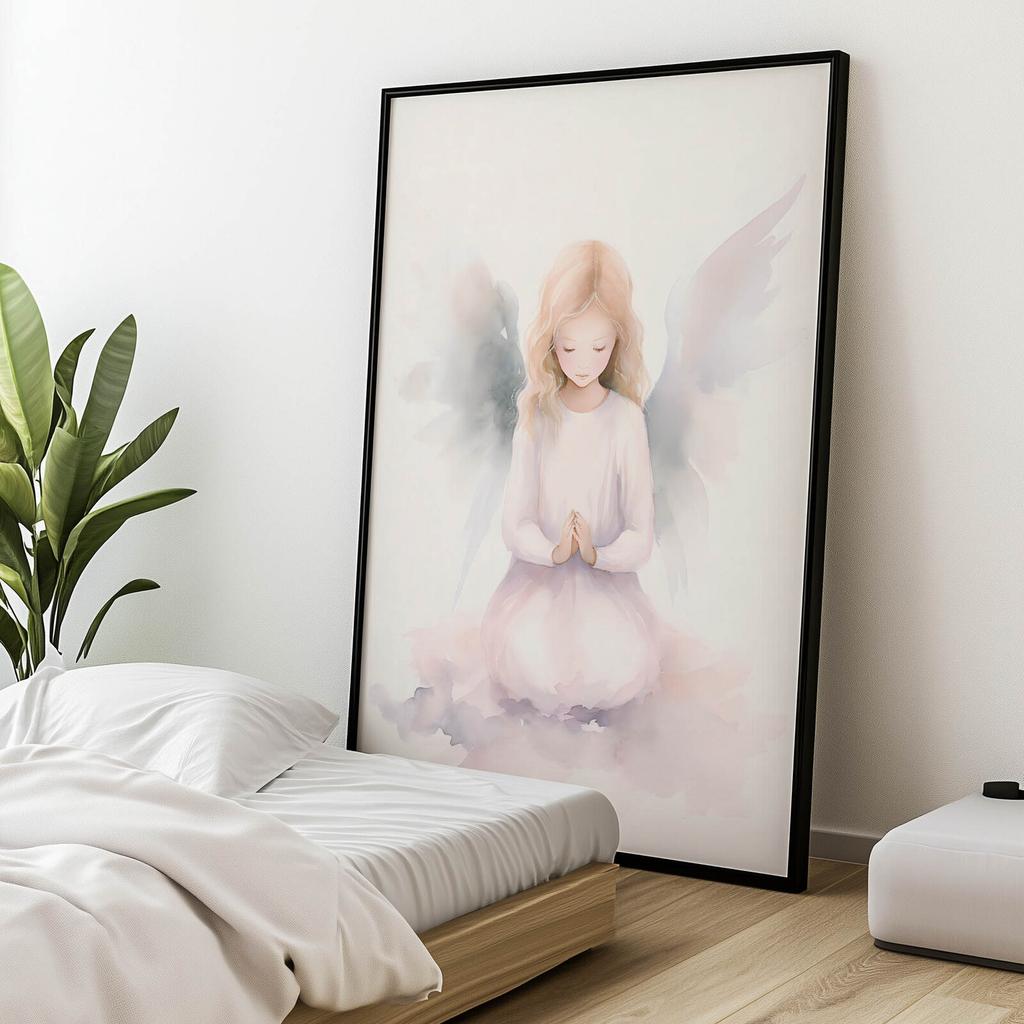 Niebiański Uśmiech Anioła Niebiański Uśmiech Anioła, 40X50 Cm, Rama Aluminiowa Złota, Papier Matowy 230 Gsm