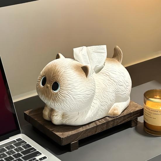 Tissue Dispenser, Cute Cat Shape Tissue Holder, Practical Storage And Unique Home Decor Napkin Box, for Bathroom Bedroom Living Room
