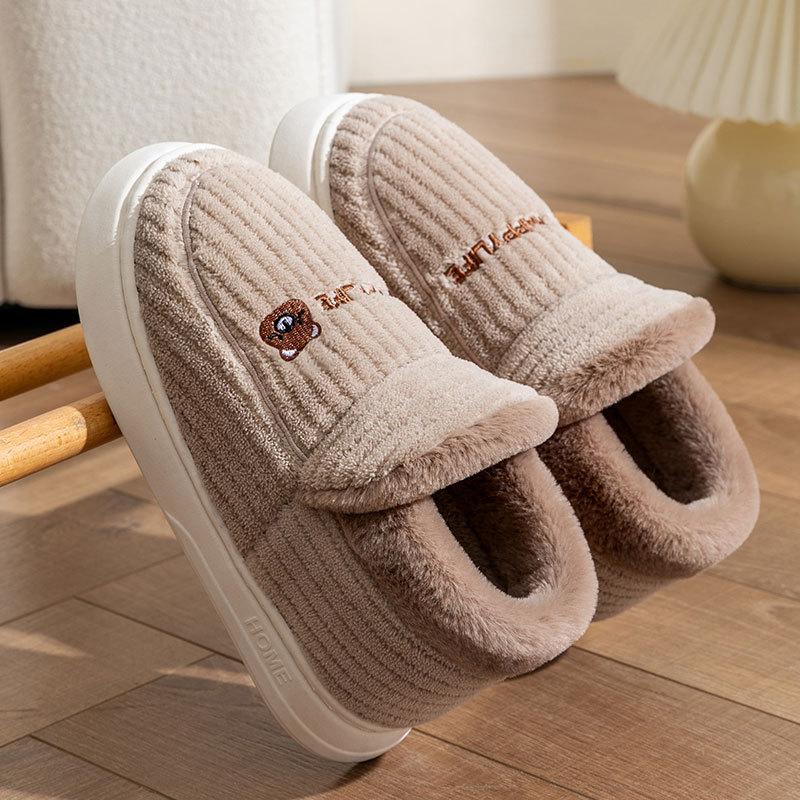Bag Heel Thickened Cotton Slippers Men's Autumn and Winter Velvet Indoor Home Household Winter Thick-soled Warm Cotton Shoes Women