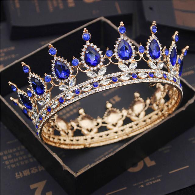 Bride Royal Purple Crystal Queen King Tiaras and Crowns Bridal Pageant Diadem Head Ornament Wedding Hair Jewelry Accessories
