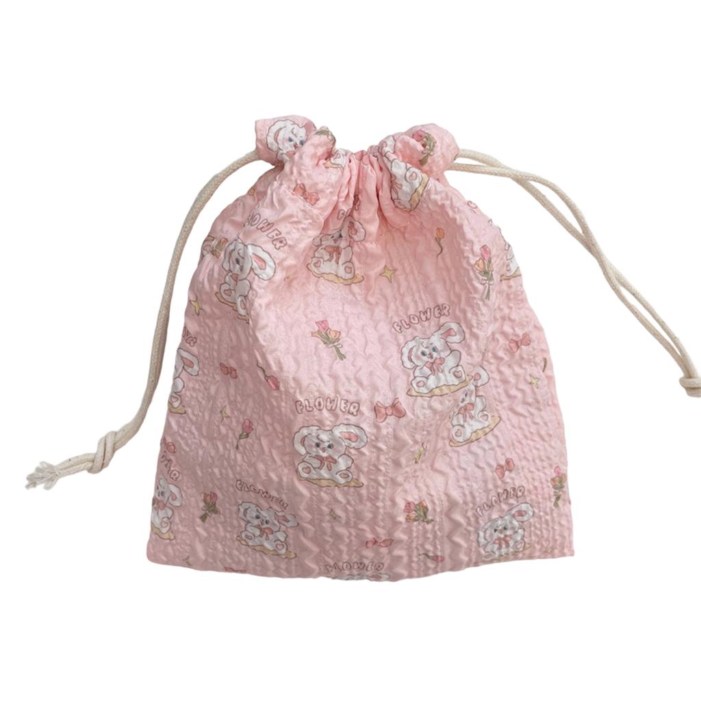 Cute Cartoon Drawstring Bag Storage Pouch Compact Cosmetic Bag Makeup Organizer for Brushes Key Travel Essential