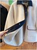 Women's Loose Fit Denim Patchwork Lambswool Jacket - Korean Style Autumn/Winter Plus Size Fur Top