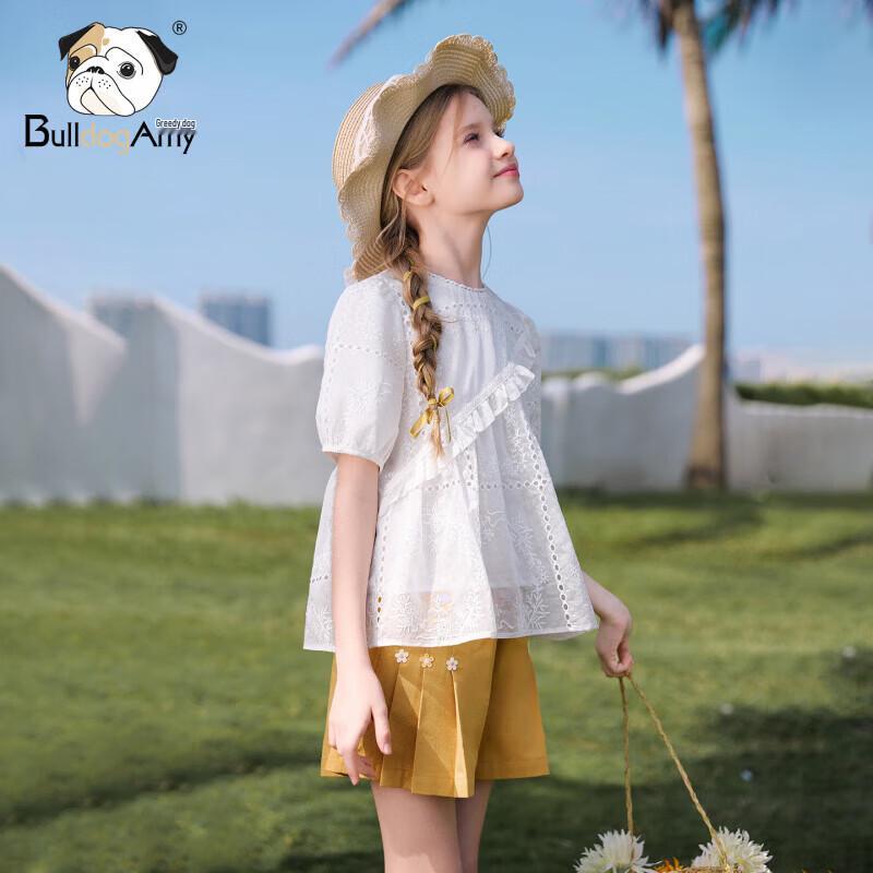 CHANZUIGOU Girls' French Embroidered Short Sleeve Blouse