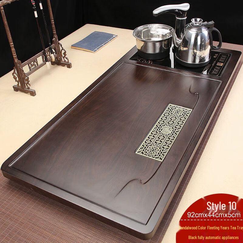 Solid Wood Tea Tray with Automatic Kettle