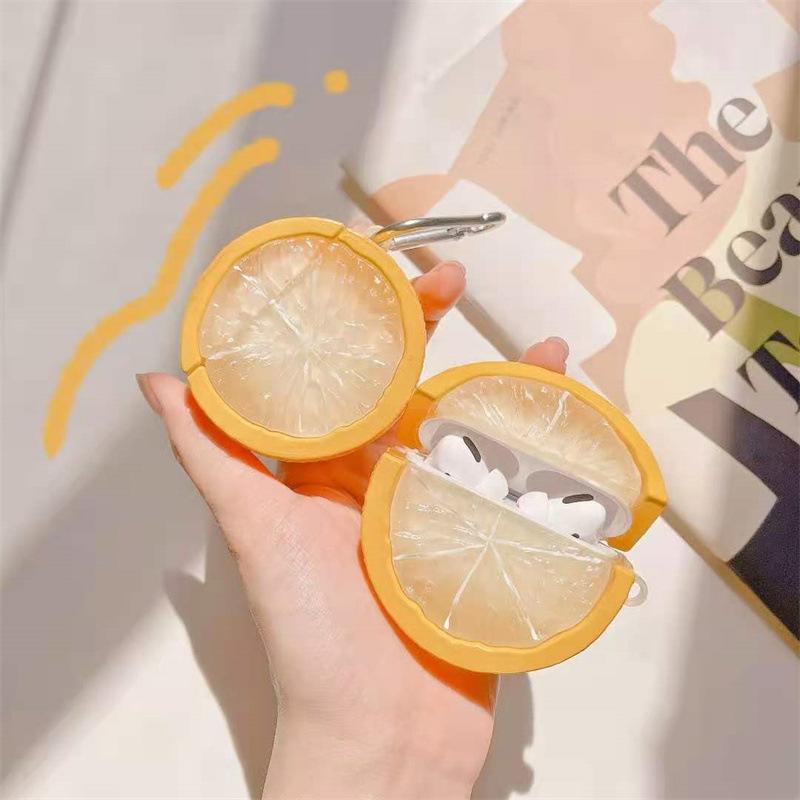 Cute Yellow Lemon Silicone Case For Apple Airpods 1 2 Case Silicone Earphone Wireless Bluetooth Headphone Cover For Airpods Pro