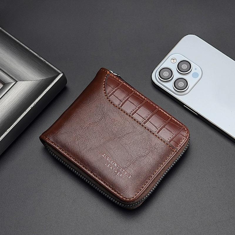 Retro Herren Leder Geldbörse Luxus Herren Tasche Männlich 3 Faltig Reißverschluss Geldklammer Kartenhalter mit Münzfach Rfid Geldbörsen Geschenke für Männer Geldbeutel