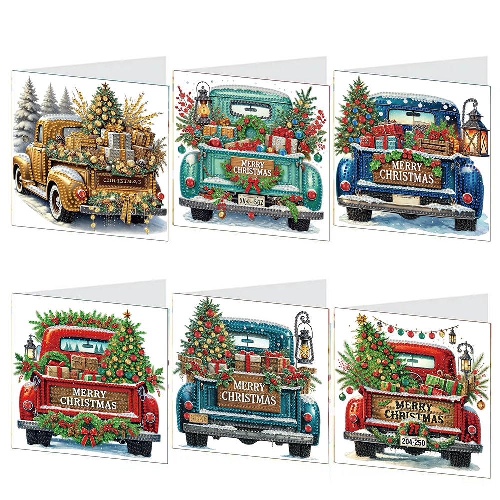 6Pcs DIY Diamond Painting Greeting Card Set Xmas Floral Pattern Diamond Art Handmade Cards Thank You Cards and Holiday Blessings