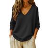Women's Casual V-Neck Sweater Long Sleeve Loose Fit Color Knit Top