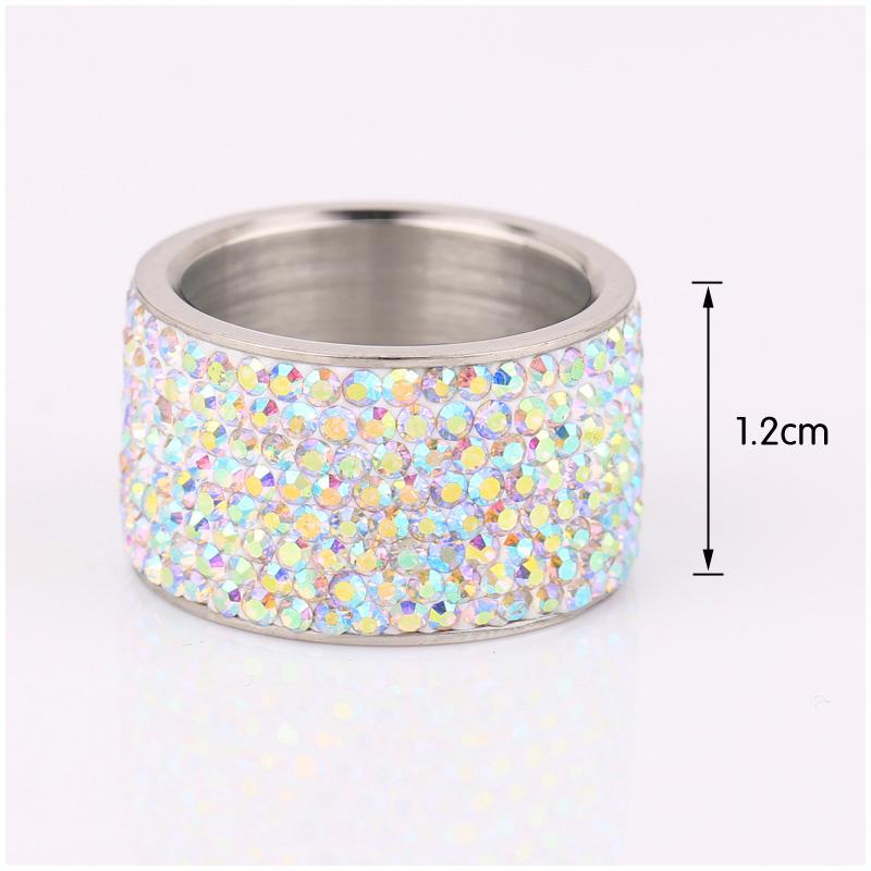 8 Row Multi Fashion Female Stainless Steel Crystal Wedding Rings for Women  AB+ CZ Stone Party Rhinestone Rings