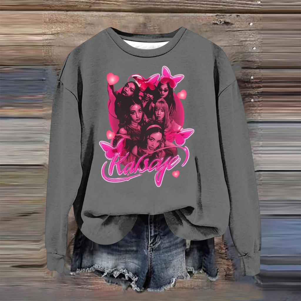 Women's Fashion Casual Long Sleeve Loose Printed Sweatshirt