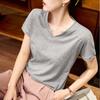 Loose Slim White Short-sleeved T-shirt for Women's Summer New V-neck Top