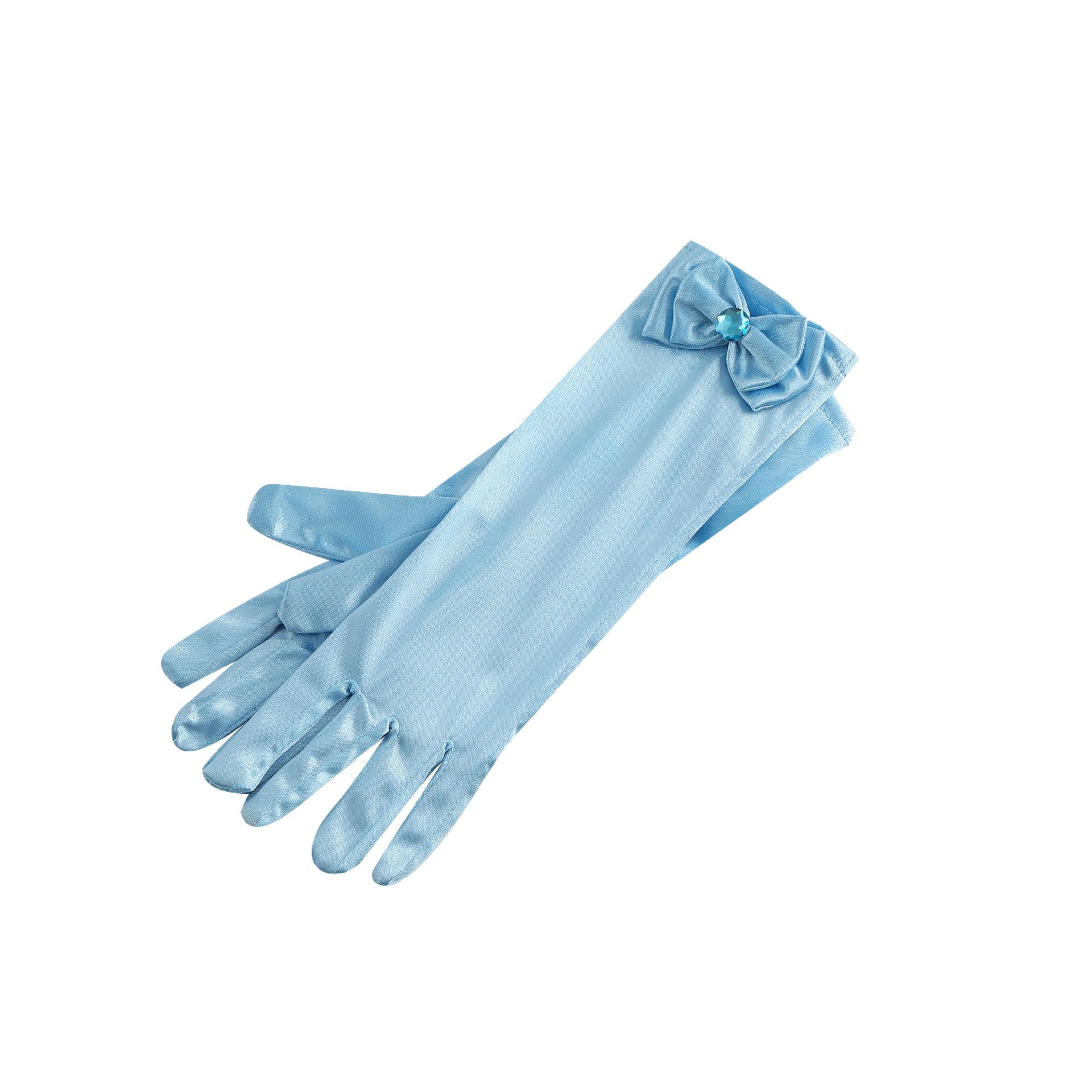 Children s Ice Queen Princess Elsa Rhinestone Bow Satin Gloves One Size