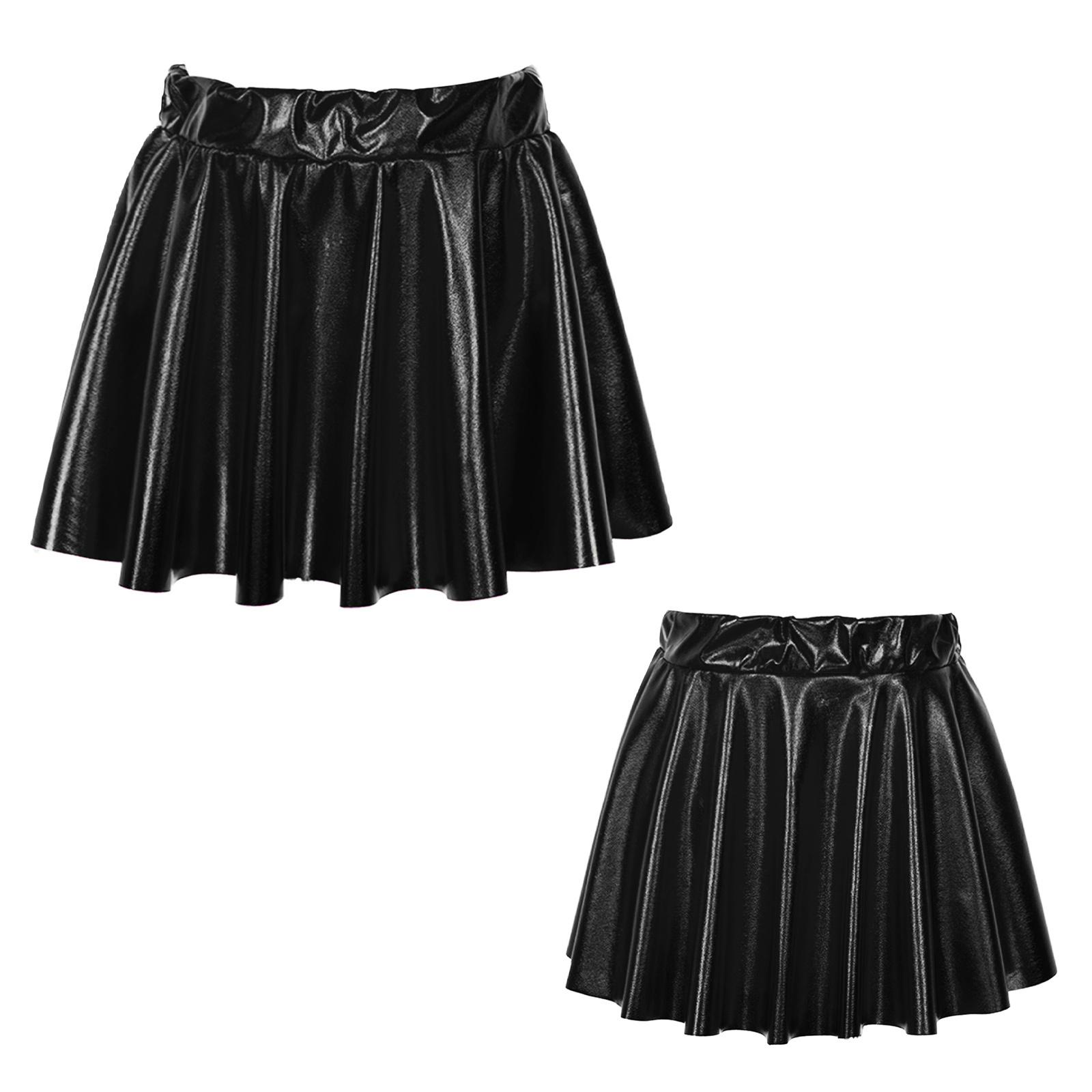 

Kids Girls ashion Shiny Metallic Flared Pleated A-line Mini Skirt Casual Skirt Jazz Disco Look Pleated Short Mini Skirt 6-8 Years чорний