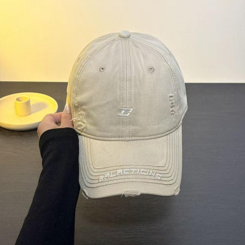 Spring And Summer Edging Ripped Embroidery Letters Baseball Cap Female Simple Fashion Versatile Hat Cap Male