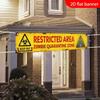 Halloween Zombie Quarantine Zone Banner Warning Sign Backdrop Indoor Outdoor Haunted House Yard Party Wall Hanging Decor
