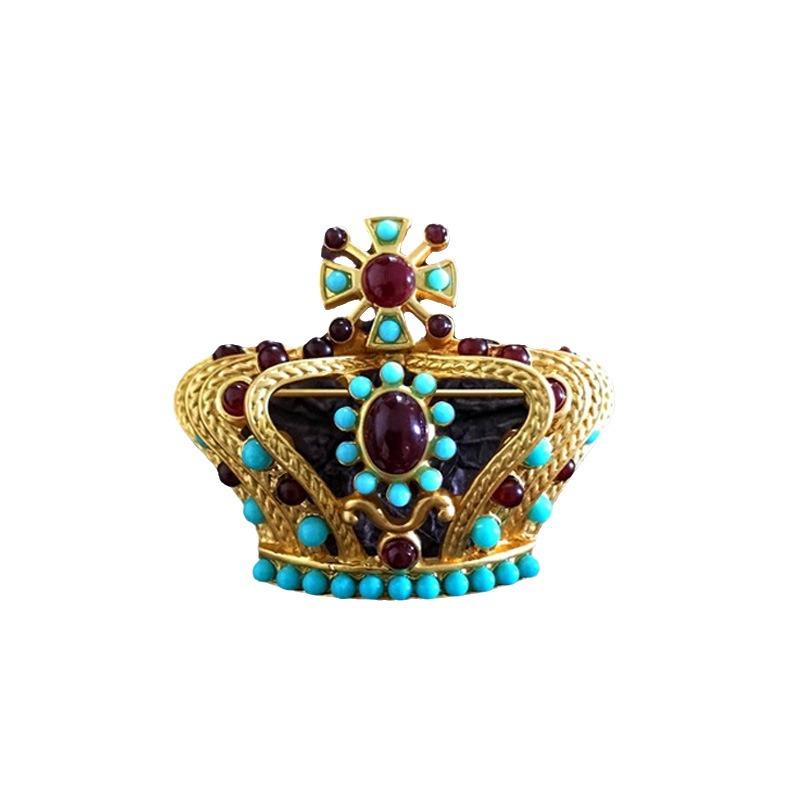 Luxury Vintage-Style Gem Brooch for Men & Women - Mid-Century Baroque Party Accessory.