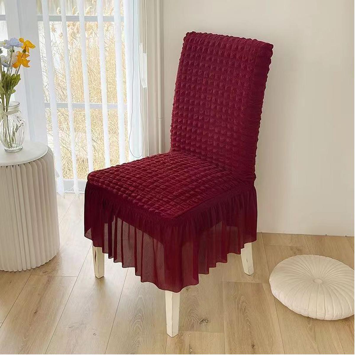 

Эластичные чехлы для стульев с юбкой Съемный моющийся защитный чехол для кухонного стула бордовый