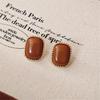 Geometric Pattern Retro Coffee Color Square Stud Earrings for Women Wedding Jewelry Boucles d'oreilles Valentine's Day Gift