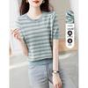Demanar Women's Striped Short-Sleeve Knit Top