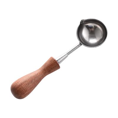 Vintage Wachsstempel Siegellöffel Retro-Stil Holzgriff Edelstahl Wachsschmelzlöffel