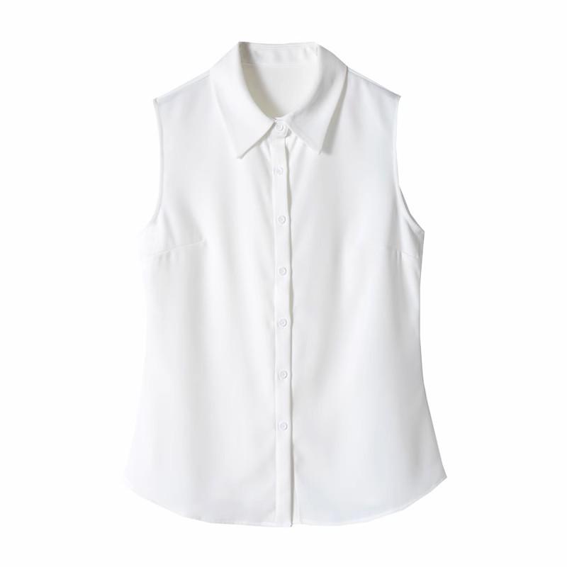 Korean Style Sleeveless Chiffon Fake Collar Versatile Women's Shirt Vest for Spring/Summer 2025