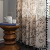 Cotton Linen American Floral Blackout Window Curtains with Tassel for Bedroom Kitchen Curtains Country Style Living Room Curtain