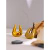 Yhpup Women Stainless Steel Metal Earrings Statement Gold Color Texture Geometric Chunky Unusual Earrings Party Gift Accessories