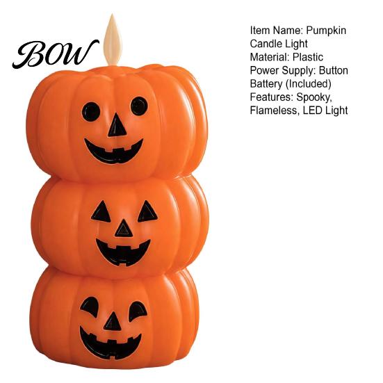 Spooky Holiday Home Accents Halloween 3 Tier Stacked Pumpkin Candle Light, Flickering Flameless LED Fall Atmosphere Ornaments Candle, Battery Operated