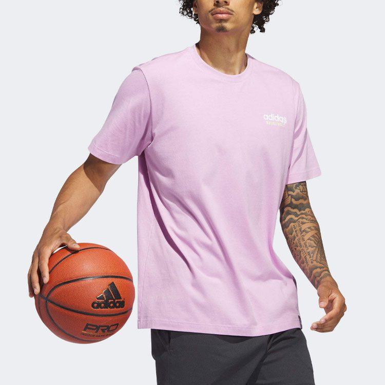 Adidas T Shirts Men's Pink Crew Neck Moderate Straight Fit IN7440