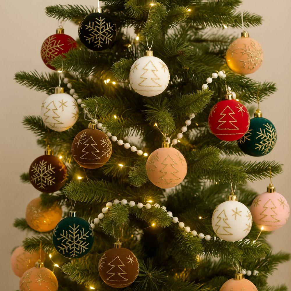 6CM Christmas Ball Ornaments Velvet Luxury Christmas Spheres Glitter Shatterproof Christmas Tree Decoration Holiday Use