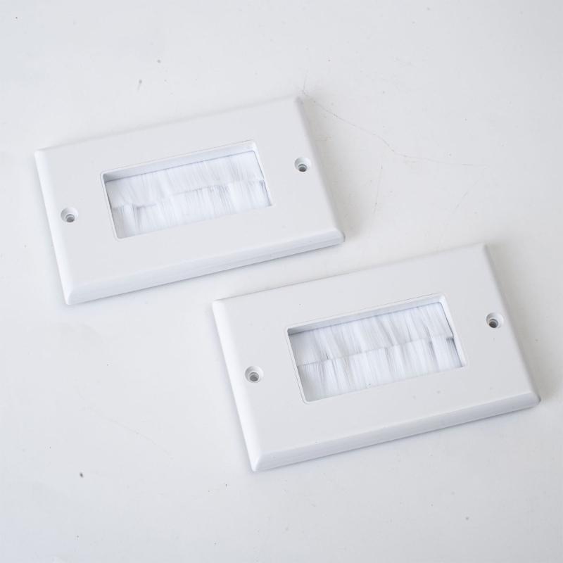 Dust Resistant Black Brush Wall Plate Cable Wall Plate For Wire in Wall Hider Cable Access , Wall Socket