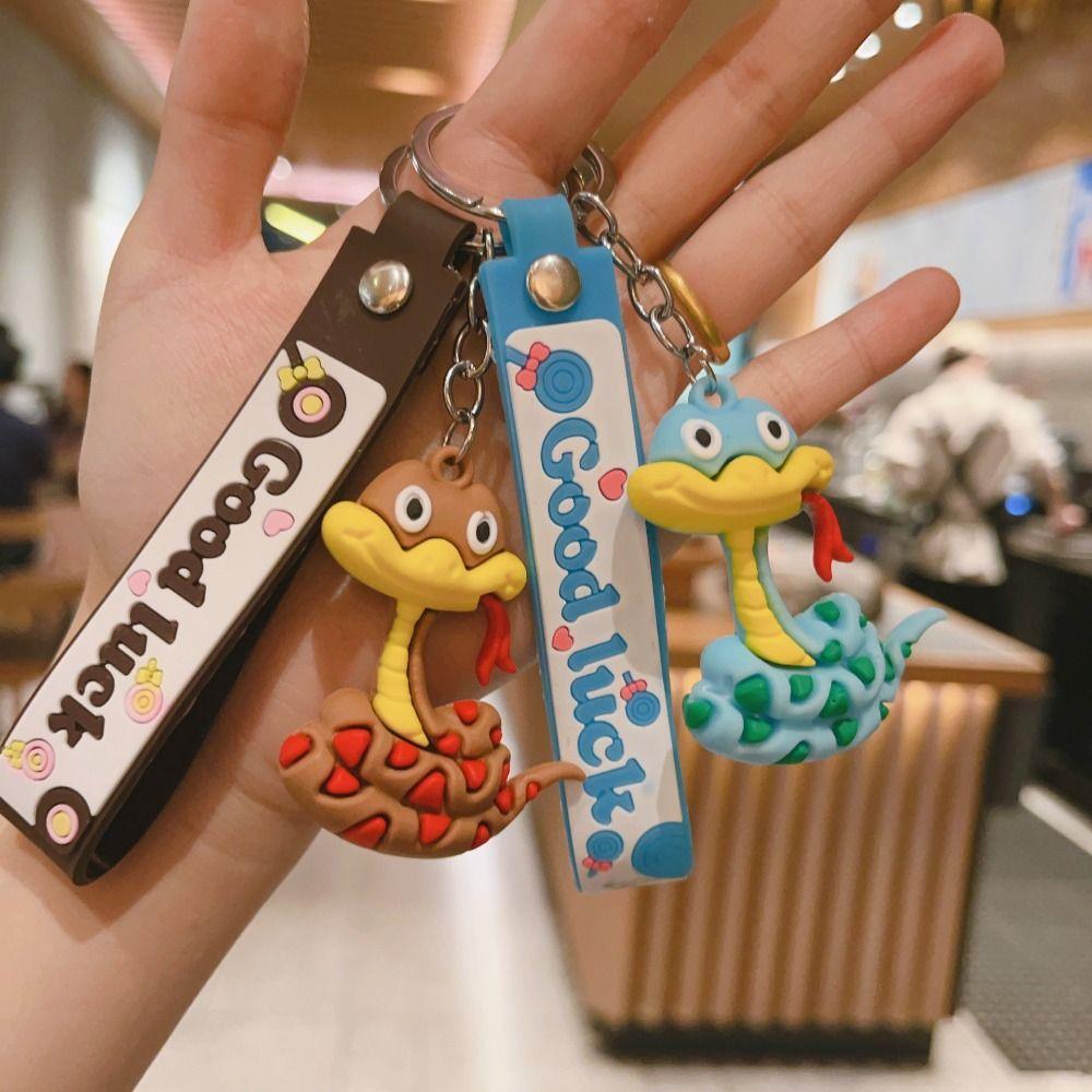 Jewelry Cartoon Snake Keychain Collection Zodiac Snake Year Key Ring  Bag Ornament
