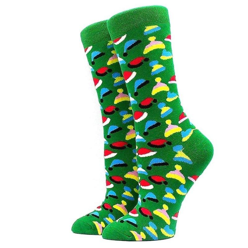 Weihnachtssocken für Damen, interessante Weihnachtssocken mit Weihnachtsmann, Schneeflocke, Elch, Baumwolle, Rundhals, Happy Socks, interessante Socken für Herren