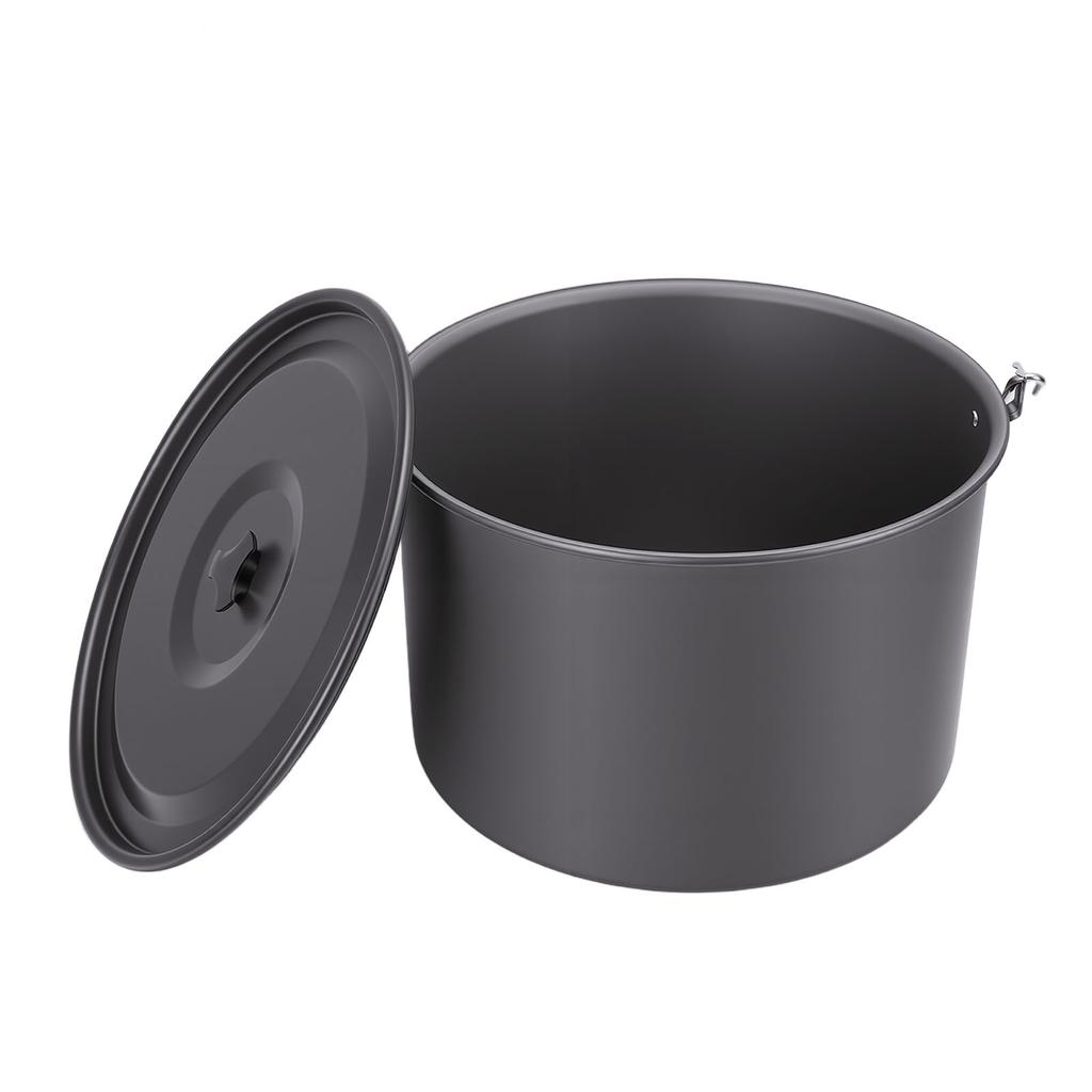 Camping Soup Pot Cookware with Lid 15L Large Outdoor Portable Hanging Pot Cooking Set for 8-10 People