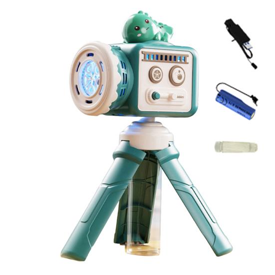 Projector Shape Electric Bubble Machine Rechargeable Automatic Bubble Blower with Colorful Lights Dual-Mode Bubble Wand for Kids  Parties Dinosaur