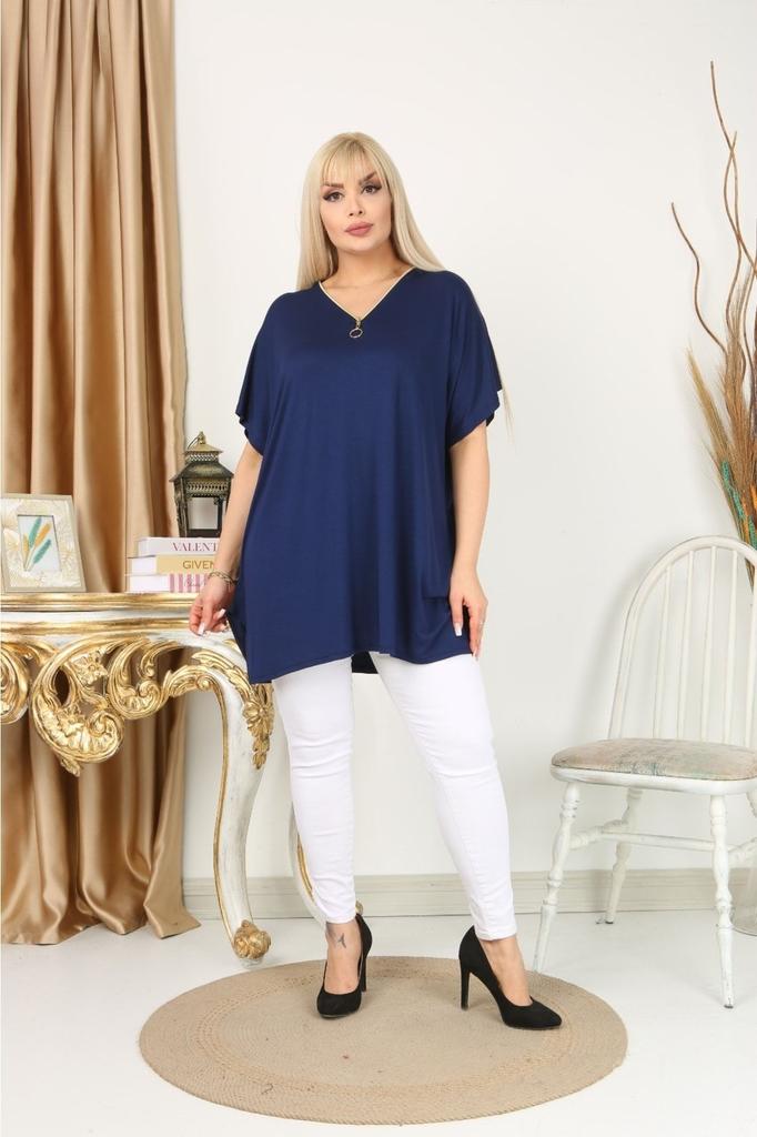 Damen Bluse in großen Größen, Marineblau, Oversize-Bluse mit Reißverschluss