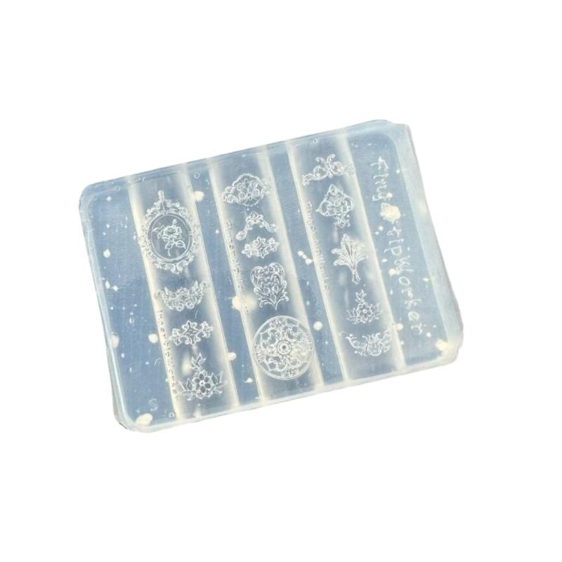 Nails Mold Manicure Templates For Nails Crafts 3D Baroque Vase Candle Holder Silicone Mold Nail Art Decoration DIY Transparent