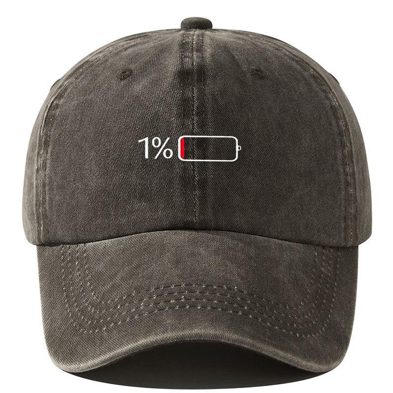 Vintage Washed Baseball Cap - Retro Electricity Shortage Print, Unisex Soft Top Hat for Men & Women, European & American Style