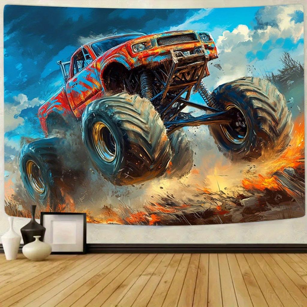Aurace Übergröße Monster Truck Hintergrundbanner, für Geburtstage, Jubiläen, Innen-/Außenbereich und Partyhintergründe