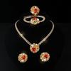Full Diamond Necklace Earrings Ring Bracelet Four-piece Set Rhinestone Hollow Diamond Collar Bridal Set