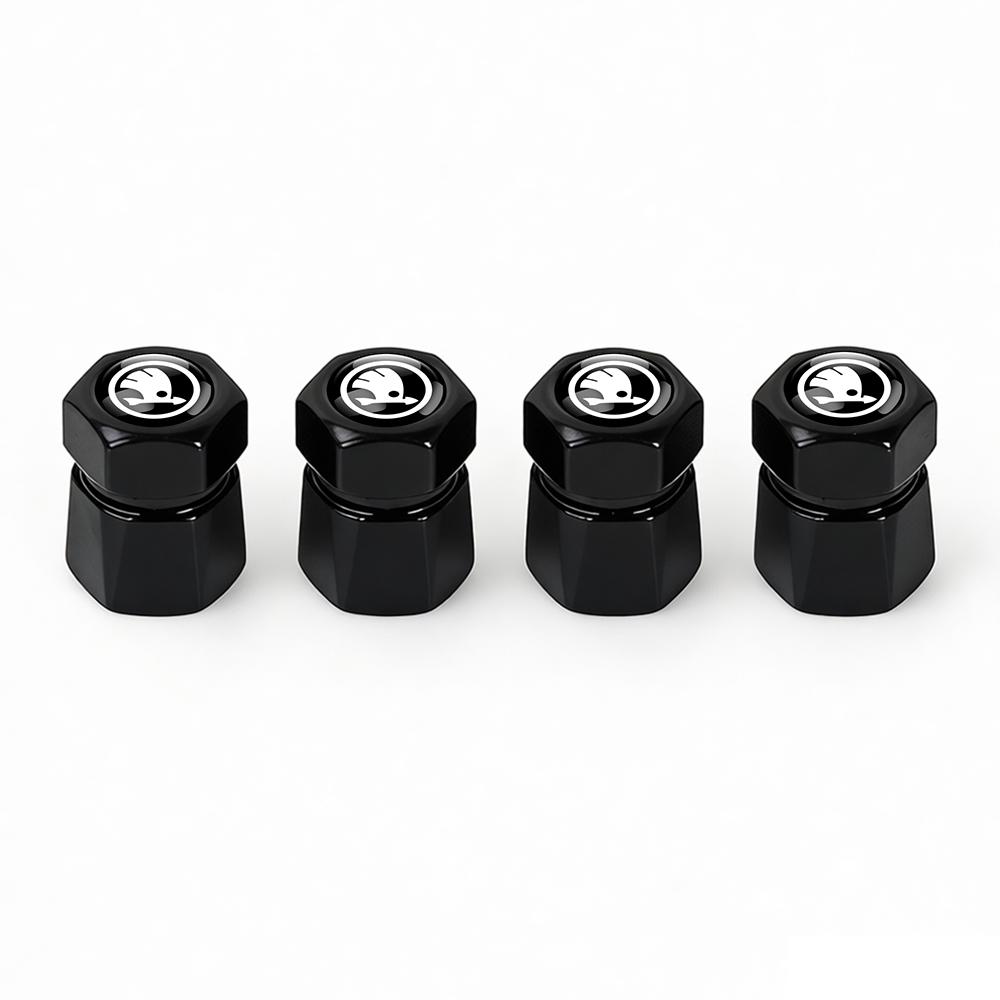 WFDZ5 New 4Pcs Car Wheel Tire Valve Caps Air Stem Covers Accessories For Skoda Octavia MK2 MK3 2 3 A7 Fabia Karoq Kodiaq VII Rapid VRS