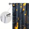 2pcs Sense of Circuit Technology Printed Curtain for Home Decor - Rod Pocket Window Treatment for Bedroom, Office, Kitchen